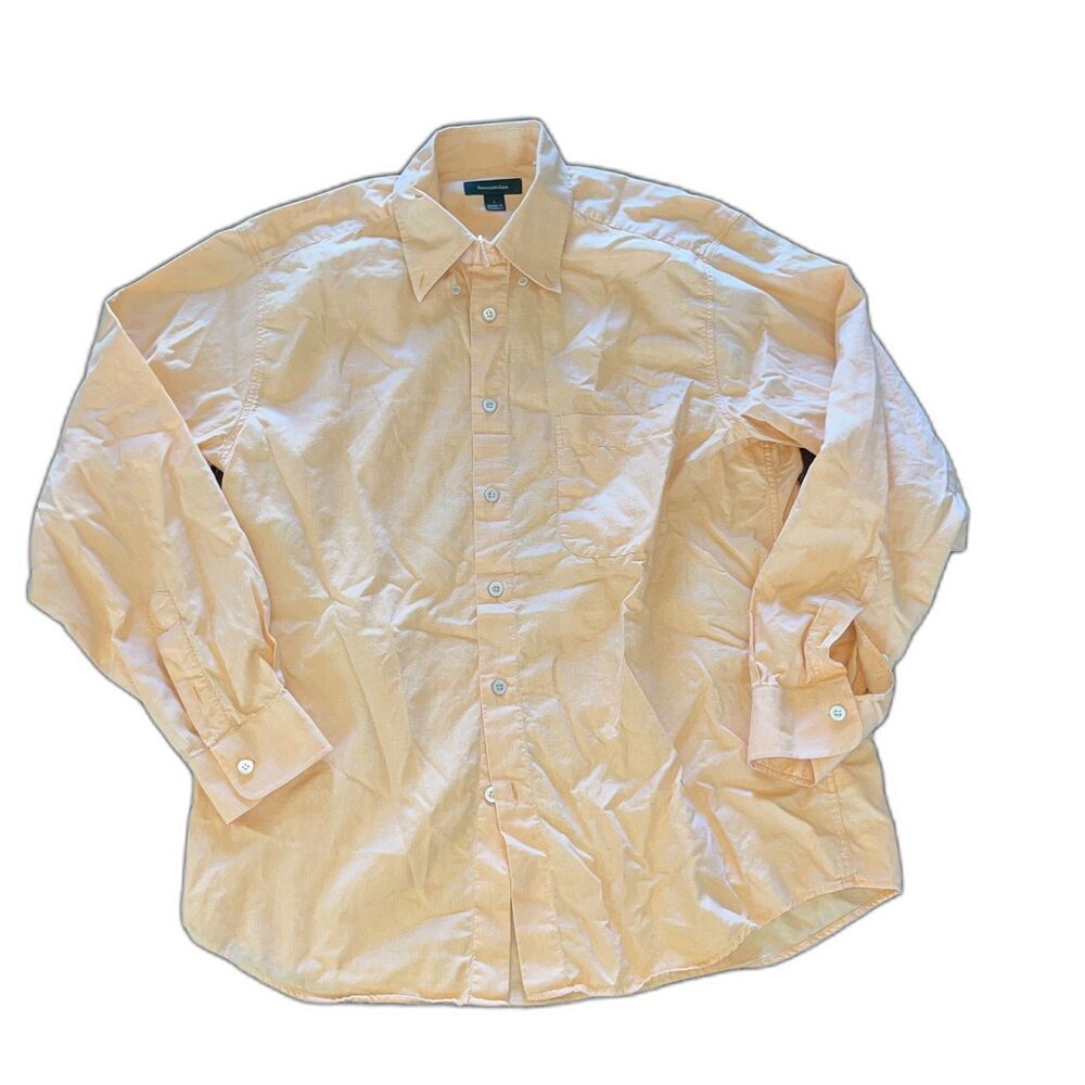 Ermenegildo Zegna Long Sleeve Button-Up Shirt Men's Size Large Peach Orange